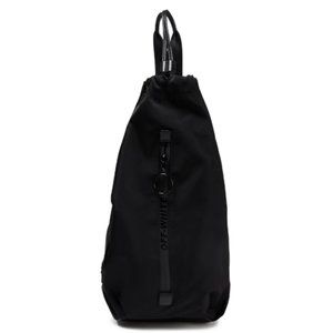 AUTH OFF-WHITE LEATHER TRIMMED LOGO PRINT SHELL BACKPACK W DUST BAG ITALY